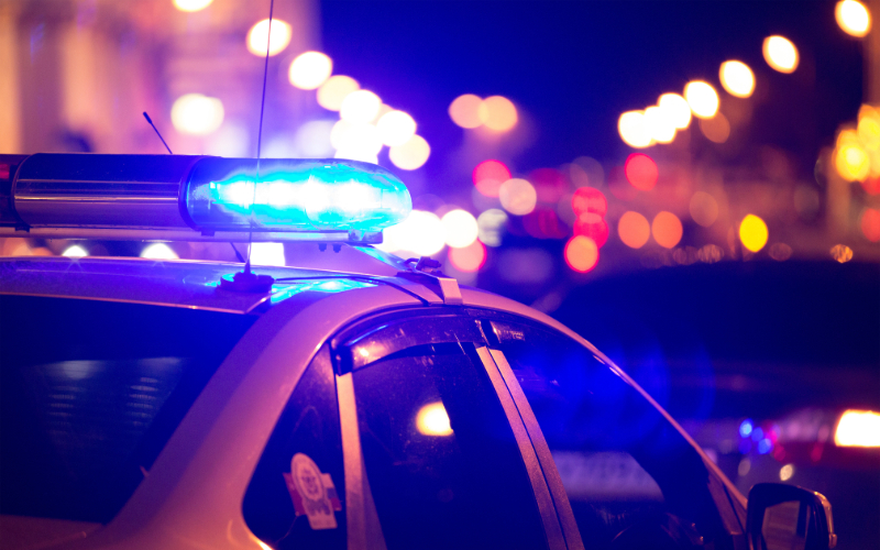 A close up image of lights on a police car.